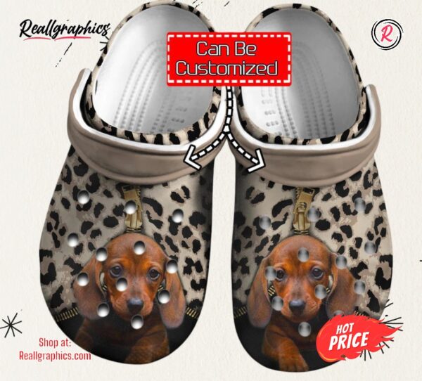 dog personalized dachshund leopard pattern unisex classic crocs