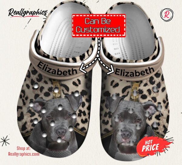 dog personalized pitbull leopard pattern unisex classic crocs