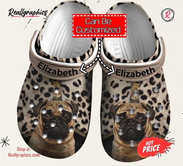 dog personalized pug leopard pattern unisex classic crocs