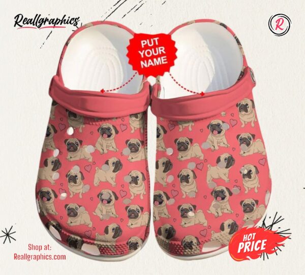 dog pug i love pugs custom unisex classic crocs