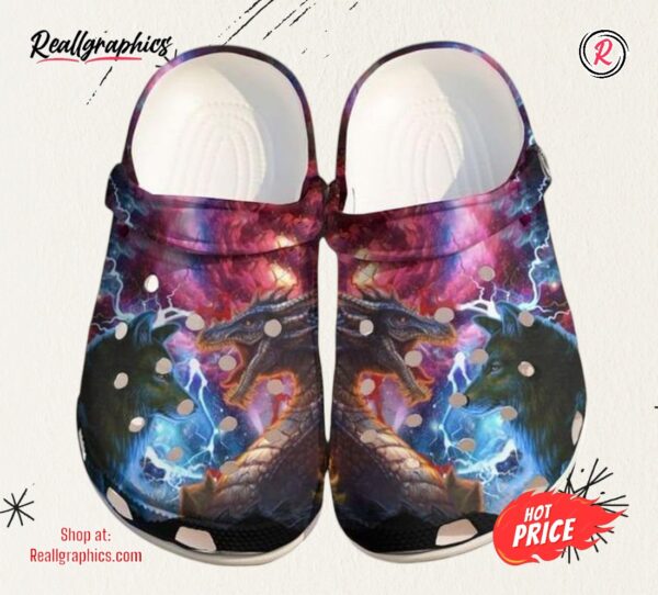 dragon and wolf classic crocs shoes
