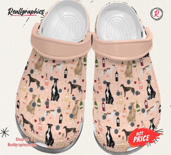 drunk greyhounds happy animal with wine gift for lover classic crocs shoes
