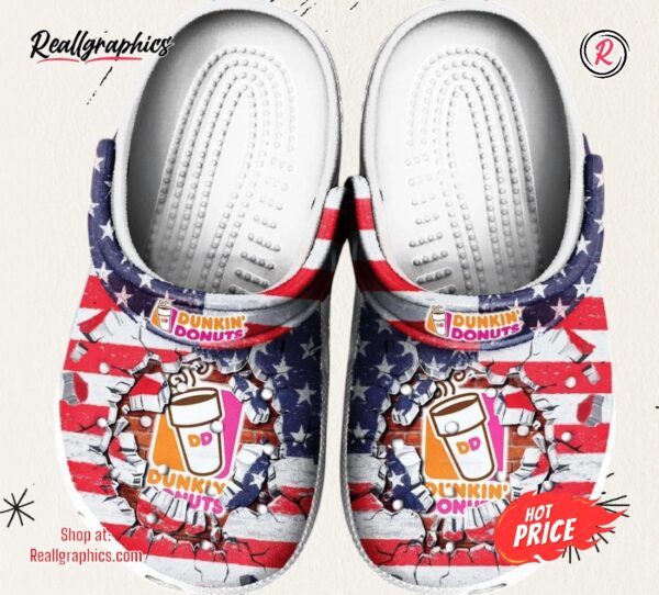 dunkin donut american flag classic crocs shoes