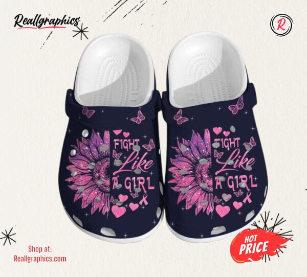 fight like a girl sunflower cancer breast classic crocs shoes