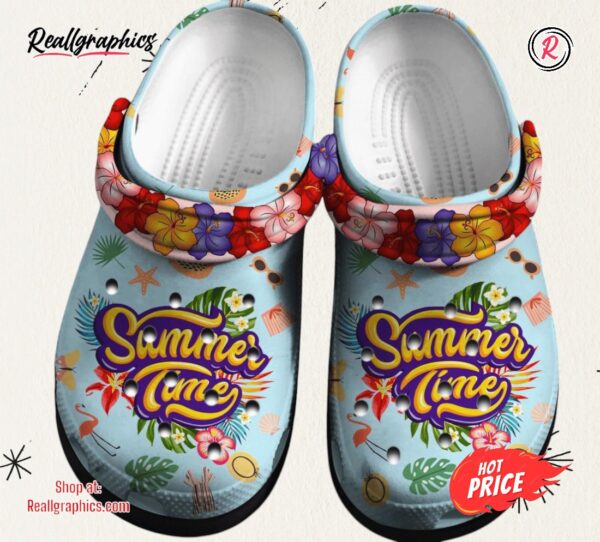 flamingo flower summer time gift for lover classic crocs