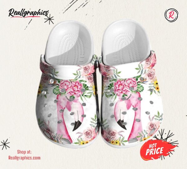 flamingo flower watercolor floral classic crocs shoes