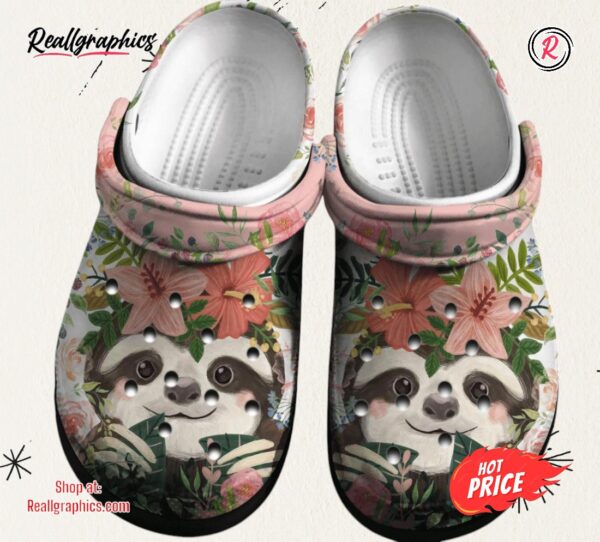 floral sloth cute animal gift for lover classic crocs shoes