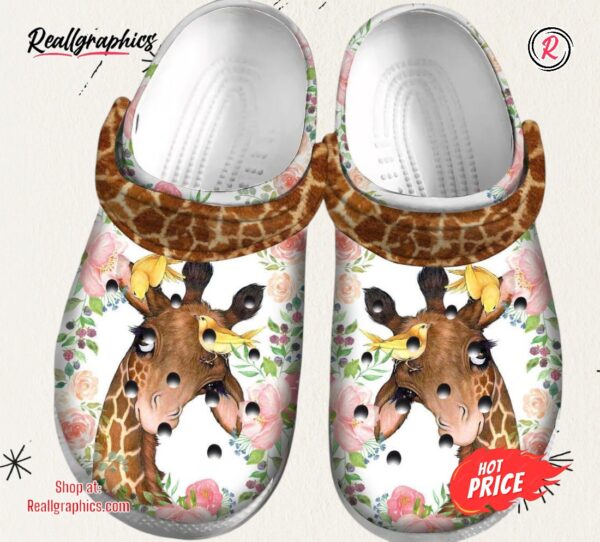 flower giraffe with bird cute animal gift for lover classic crocs shoes