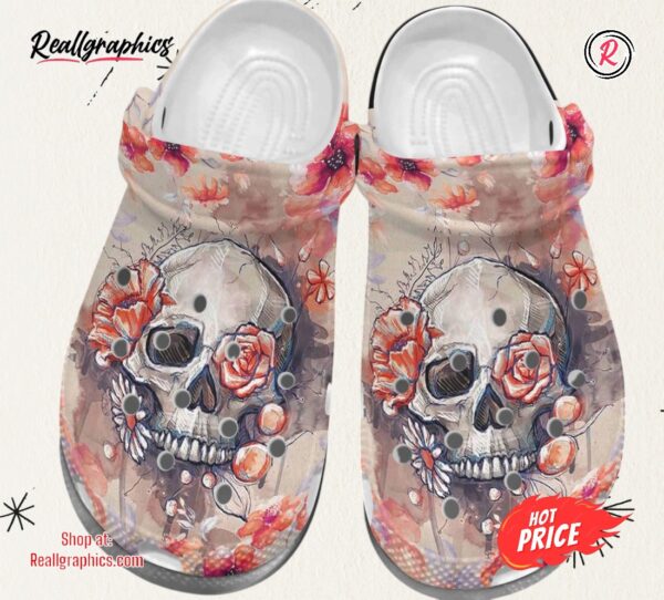 flower skull shoes roses skull shoes classic crocs shoes gifts for women daughter niece