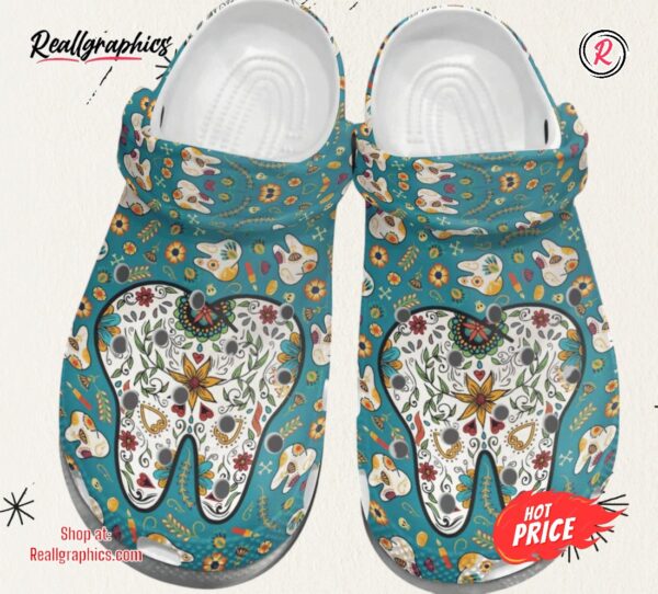 flower teeth cute tooth dentist gift for lover classic crocs shoes