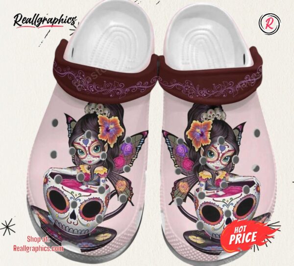 girl in skull cup shoes butterfly girl shoes classic crocs shoes gifts for girl daughter sister