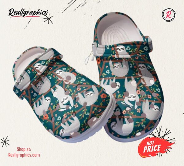 grey sloth animal on tree gift for lover classic crocs shoes