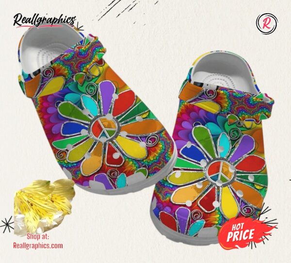 hippie flowery colorful gift for lover classic crocs shoes