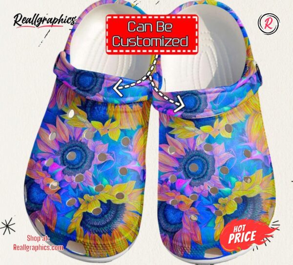 hippie hippie sunflower colorful unisex classic crocs