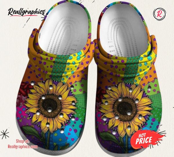 hippie sunflower colorful gift for lover classic crocs shoes