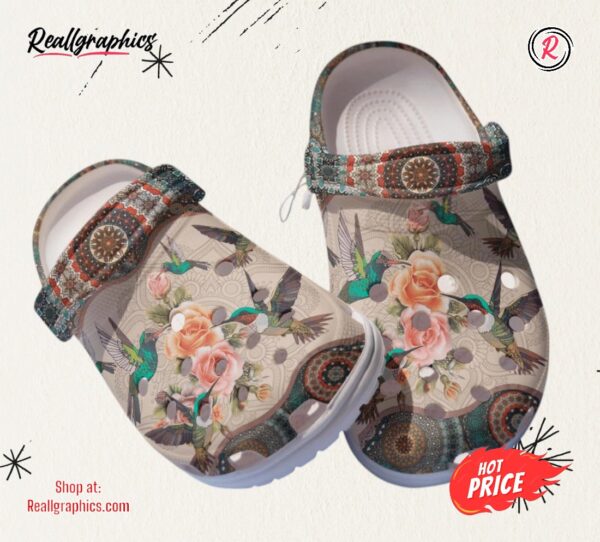 hummingbirds hippie girl vintage shoes floral bird outdoor crocs