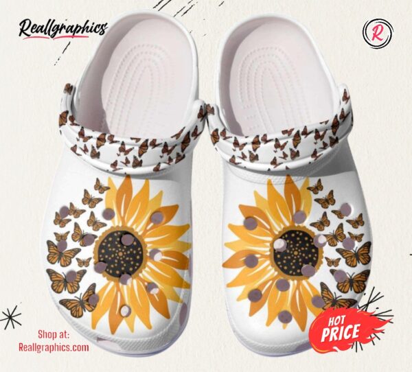 immemse butterflies with sunflowers for lover classic crocs shoes