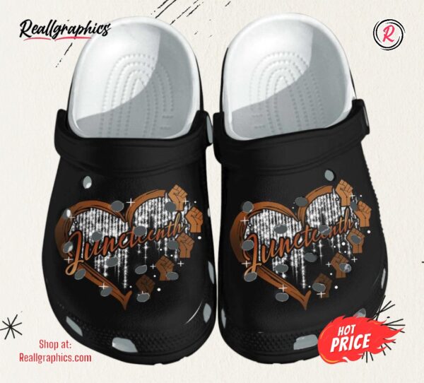 juneteenth custom shoes gifts for black queen heart hand power outdoor crocs