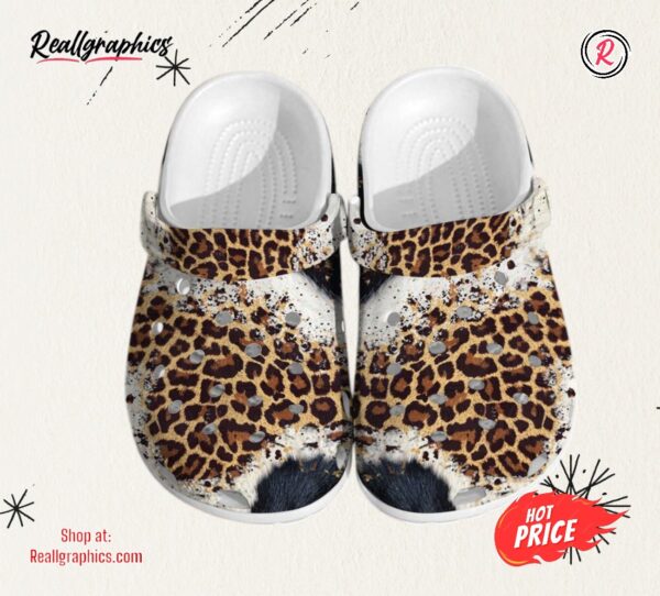 leopard black white fur cheetah for men and women gift classic crocs shoes