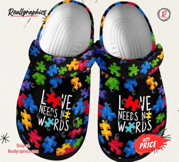 love need no words puzzle gift for lover classic crocs shoes