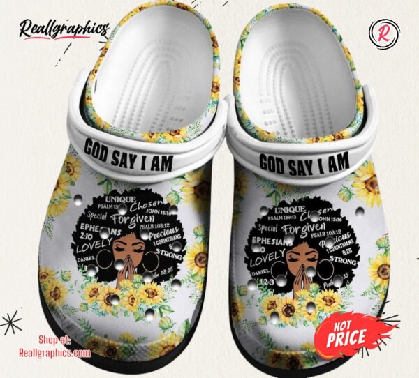 lovely black girl sunflower shoes god say i am custom crocs daughter sister friend