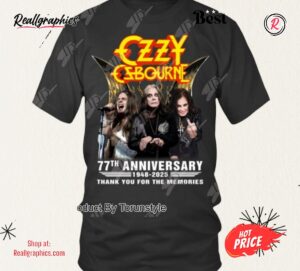 ozzy osbourne 77th anniversary 1948 2025 thank you for the memories shirt