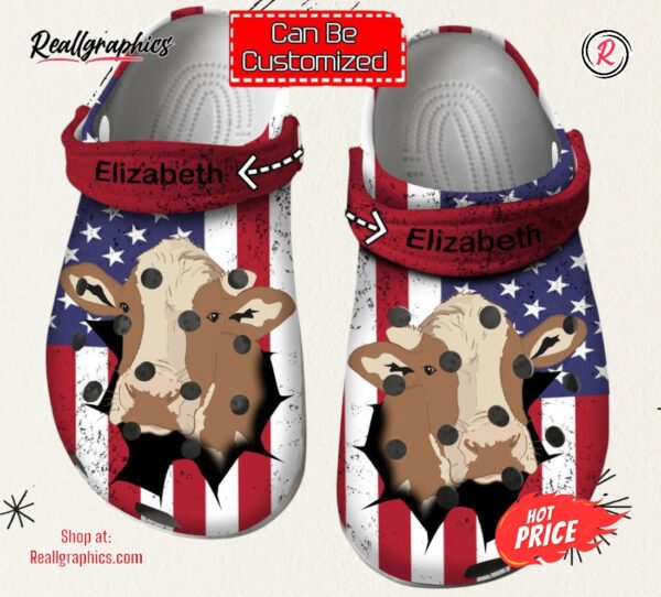 patriotic cow inside me personalized clogs shoes for men and women