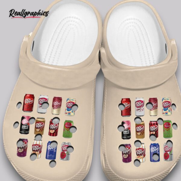 dr. pepper crocs - fluffy soda print unisex classic clogs