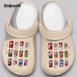 dr. pepper crocs - fluffy soda print unisex classic clogs