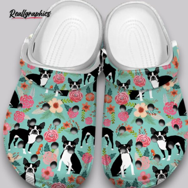 floral boston terrier slippers - cute dog print