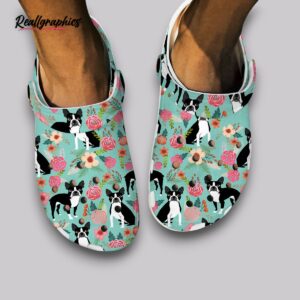 floral boston terrier slippers - cute dog print