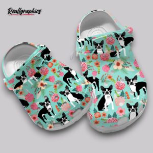floral boston terrier slippers - cute dog print