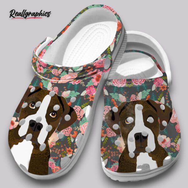 floral boxer dog print clogs - cute garden shoes for women
