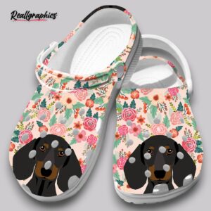 floral dachshund clogs - wiener dog print shoes