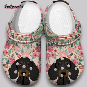 floral dachshund clogs - wiener dog print shoes