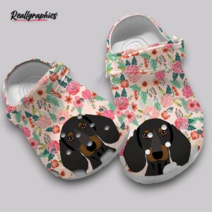 floral dachshund clogs - wiener dog print shoes