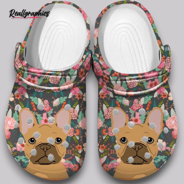floral french bulldog clogs - men's & women's garden shoes