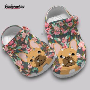 floral french bulldog clogs - men's & women's garden shoes
