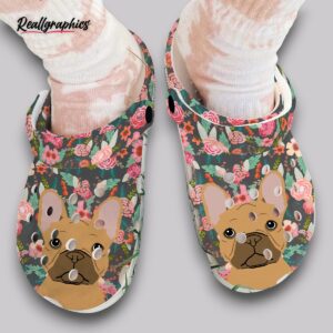 floral french bulldog clogs - men's & women's garden shoes