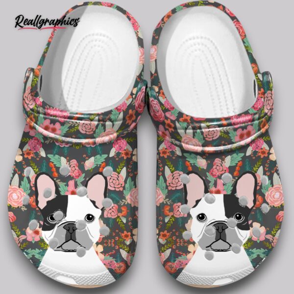 floral french bulldog clogs - printed garden dog shoes