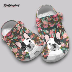 floral french bulldog clogs - printed garden dog shoes