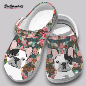 floral french bulldog clogs - printed garden dog shoes