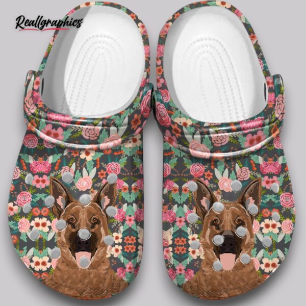 floral german shepherd clogs - dog print shoes
