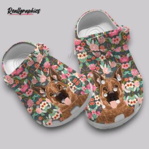 floral german shepherd clogs - dog print shoes