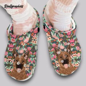 floral german shepherd clogs - dog print shoes