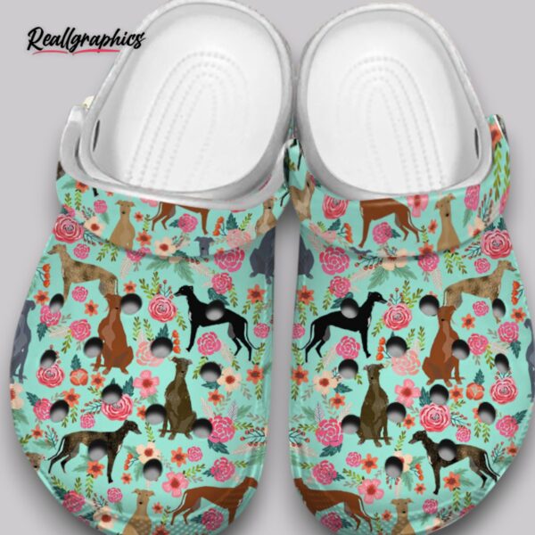 floral greyhound print clogs