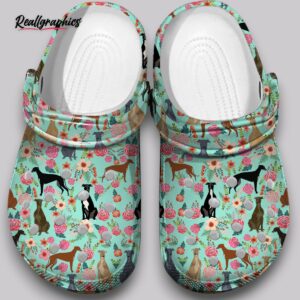 floral greyhound print clogs