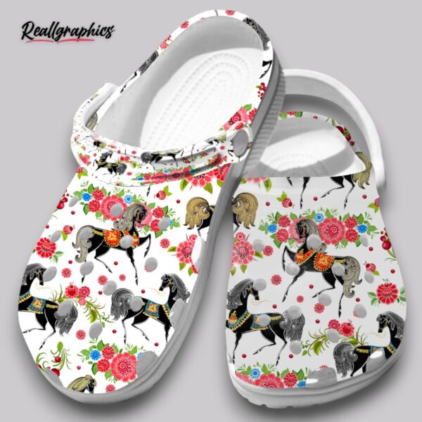 floral horse print clogs - women's garden shoes cute & comfy