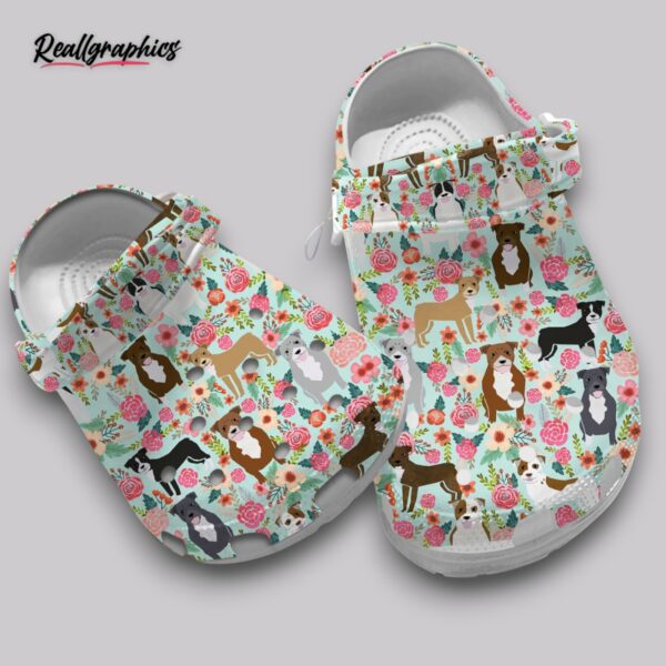floral pitbull print clogs - unique pattern comfort shoes