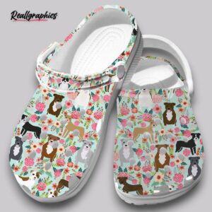 floral pitbull print clogs - unique pattern comfort shoes